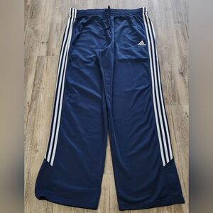 Vintage Adidas Mens Track Pants  XL Blue White 3Stripe Wide Leg Baggy drawstring
